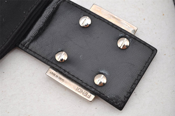 Authentic FENDI Mamma Baguette Shoulder Hand Bag Jersey Leather Black 3296I