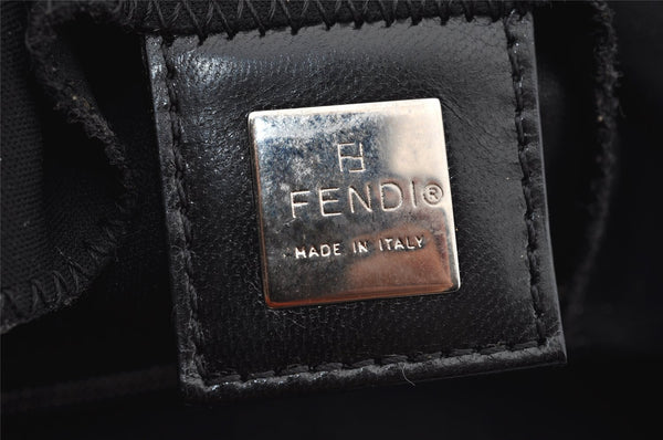 Authentic FENDI Mamma Baguette Shoulder Hand Bag Jersey Leather Black 3296I