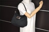 Authentic FENDI Mamma Baguette Shoulder Hand Bag Jersey Leather Black 3296I