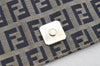 Authentic FENDI Zucchino Shoulder Bag Purse Canvas Leather Navy Blue 3297I