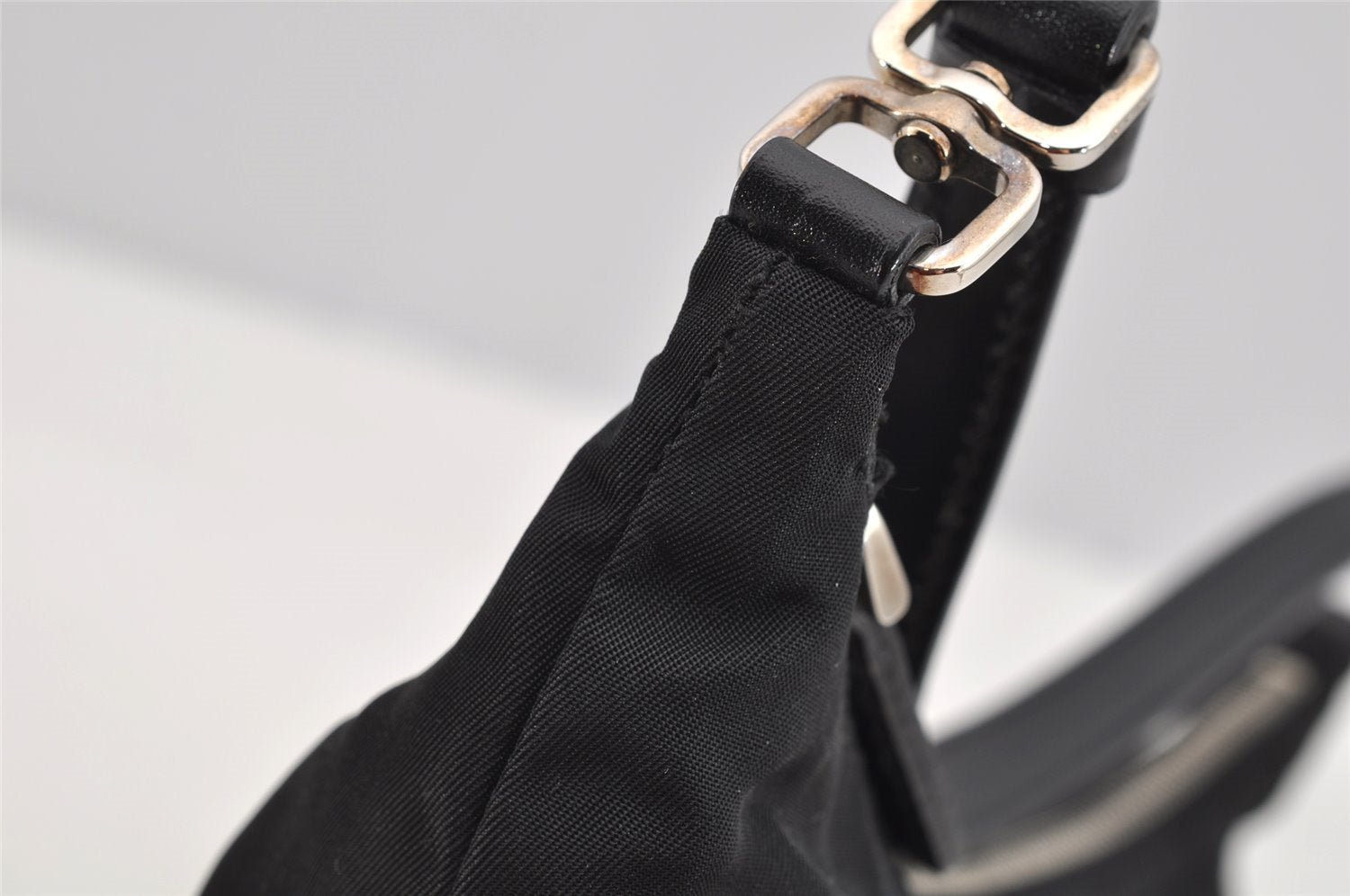Authentic PRADA Nylon Tessuto Leather Shoulder Hand Bag Purse Black 3300I