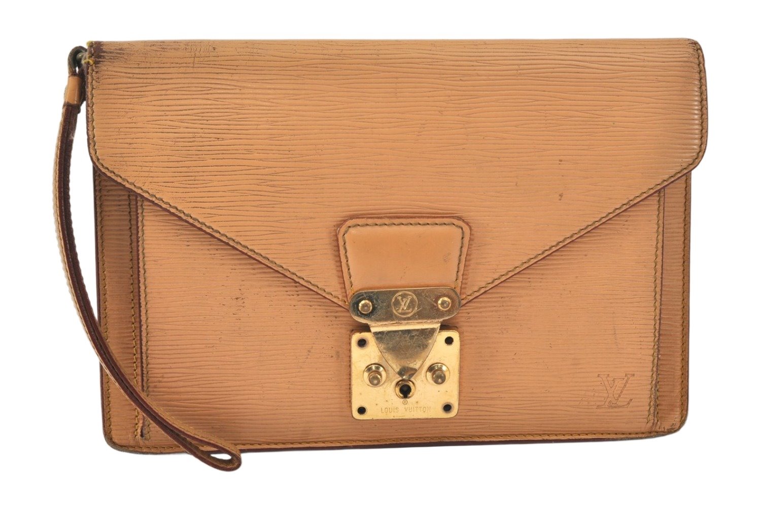 Authentic Louis Vuitton Epi Sellier Dragonne Clutch Bag Beige M52616 LV 3300K