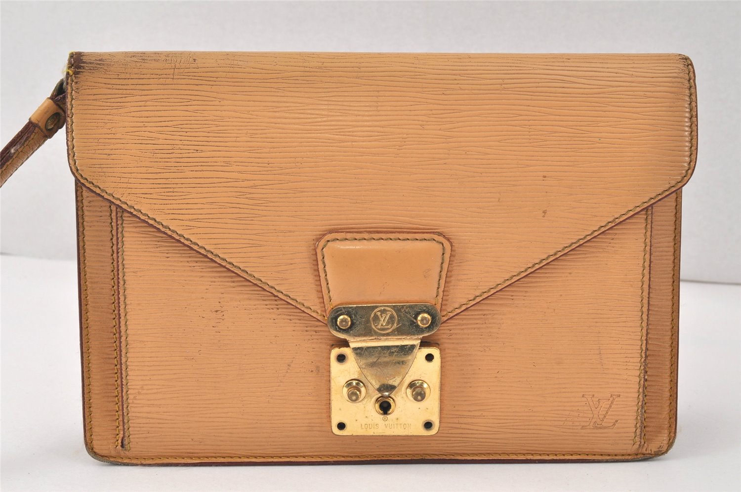 Authentic Louis Vuitton Epi Sellier Dragonne Clutch Bag Beige M52616 LV 3300K