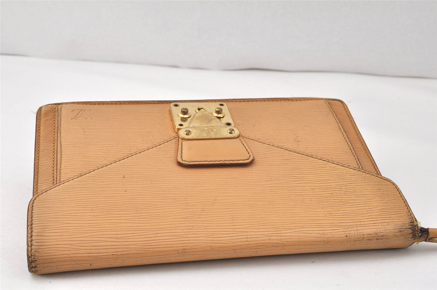 Authentic Louis Vuitton Epi Sellier Dragonne Clutch Bag Beige M52616 LV 3300K