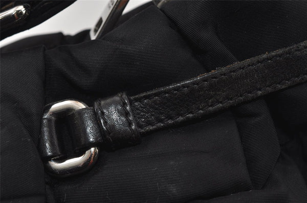 Authentic PRADA Crispy Nylon Ca Tessuto Leather Shoulder Bag BR3815 Black 3301I