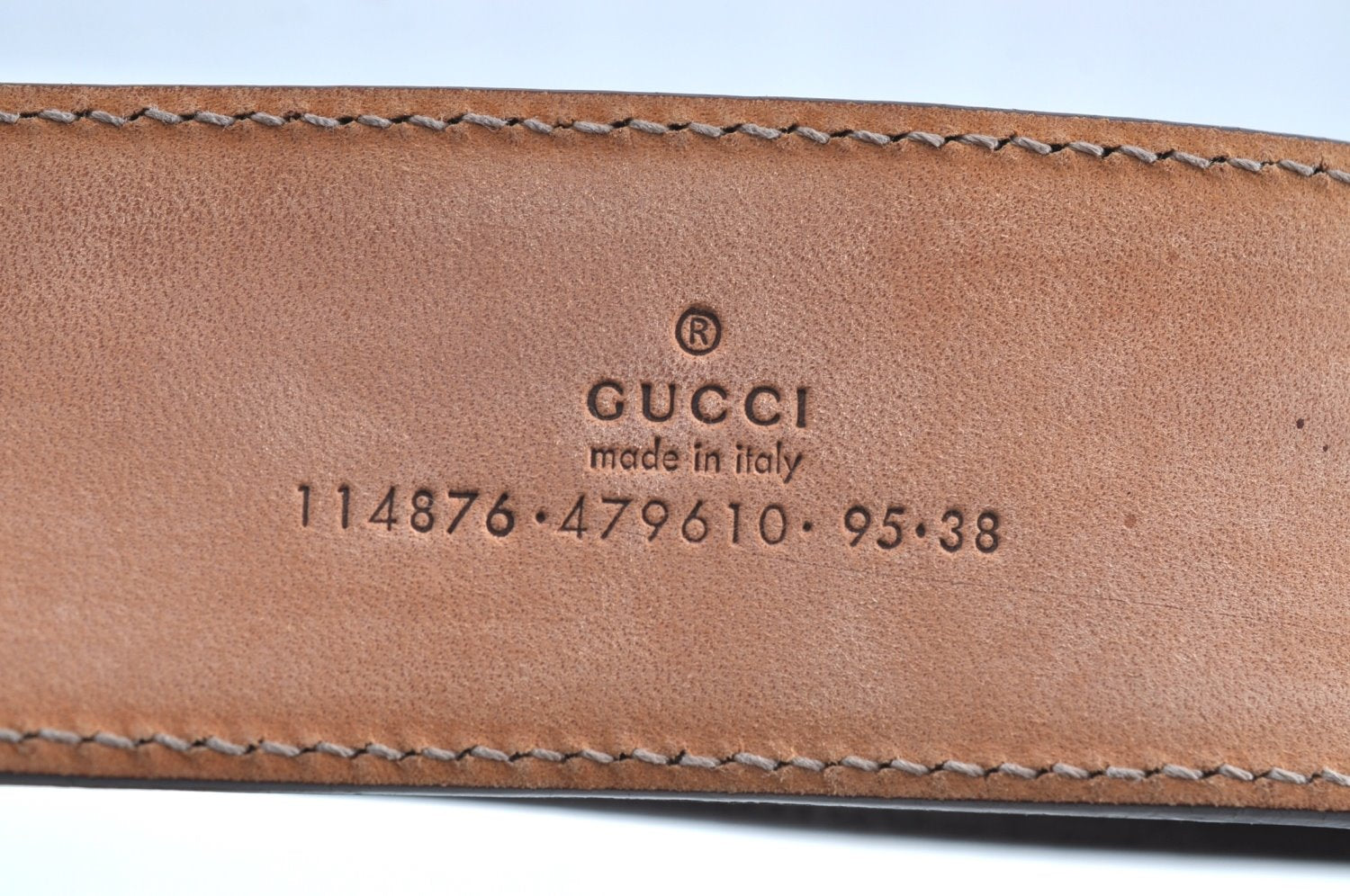 Authentic GUCCI Interlocking G Belt GG Canvas Leather 114876 Brown 3302H