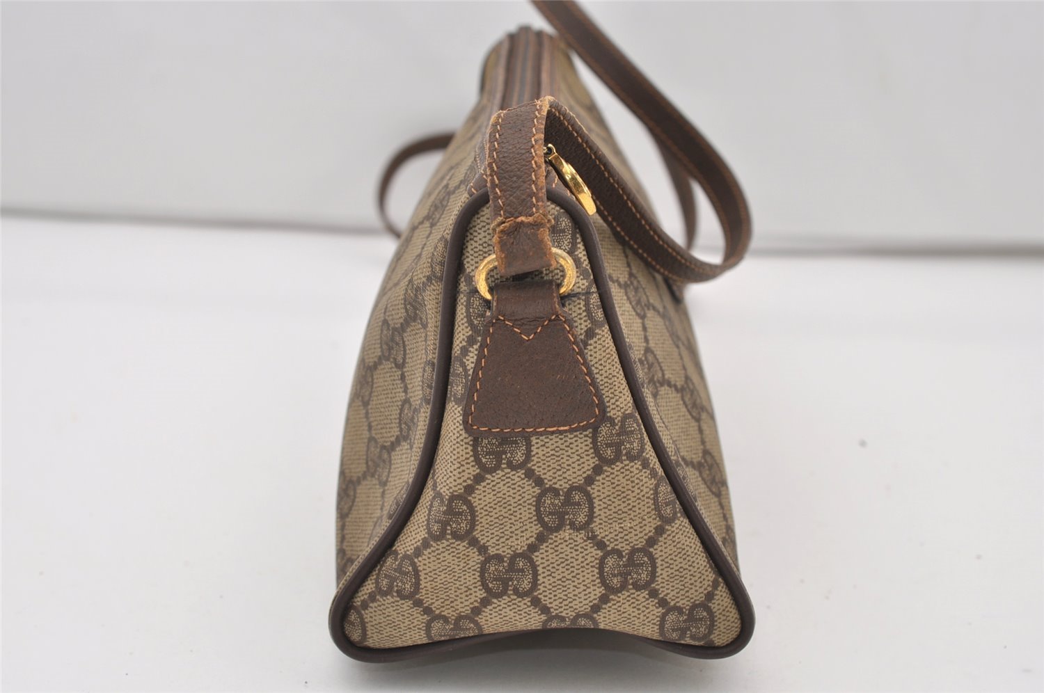 Authentic GUCCI Shoulder Cross Body Bag Purse GG PVC Leather Brown Junk 3305J