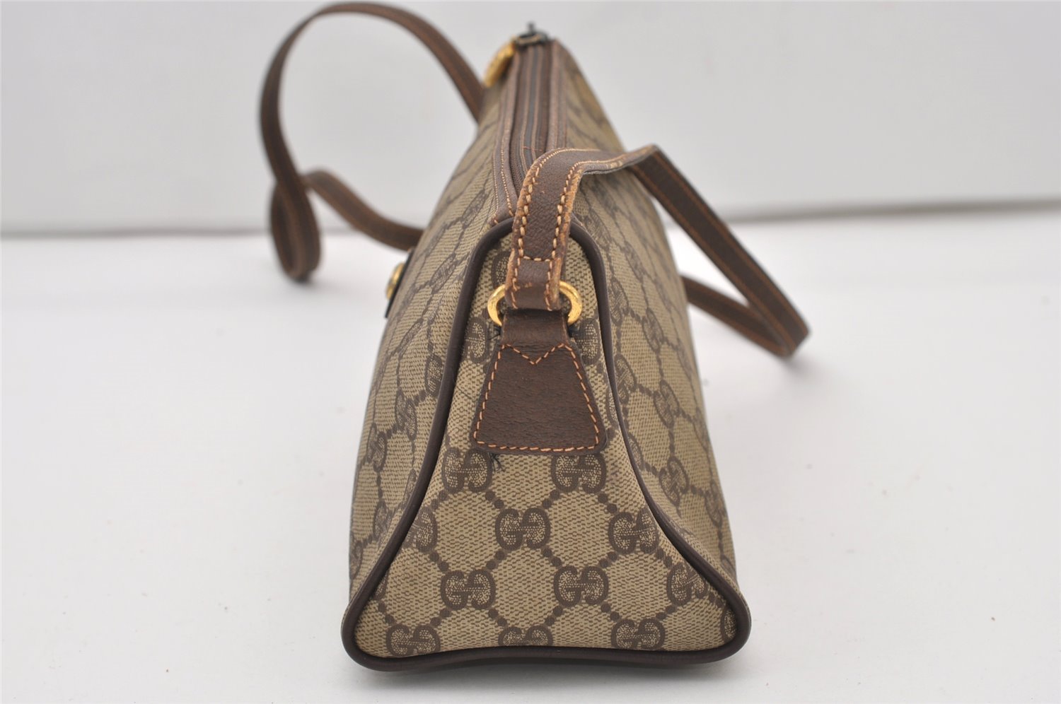 Authentic GUCCI Shoulder Cross Body Bag Purse GG PVC Leather Brown Junk 3305J