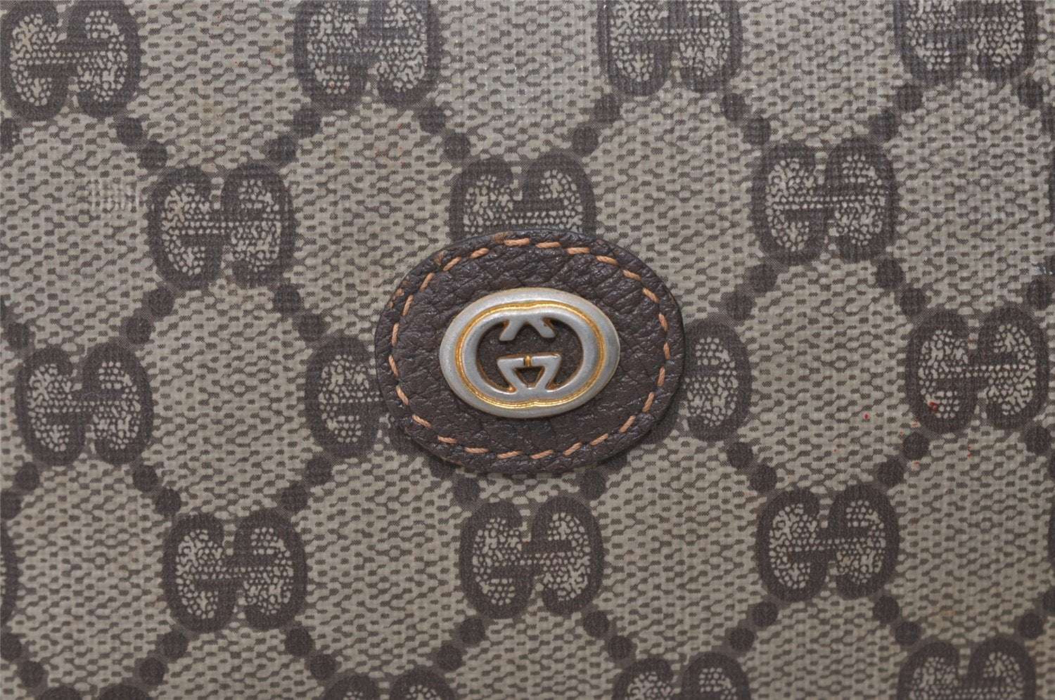 Authentic GUCCI Shoulder Cross Body Bag Purse GG PVC Leather Brown Junk 3305J