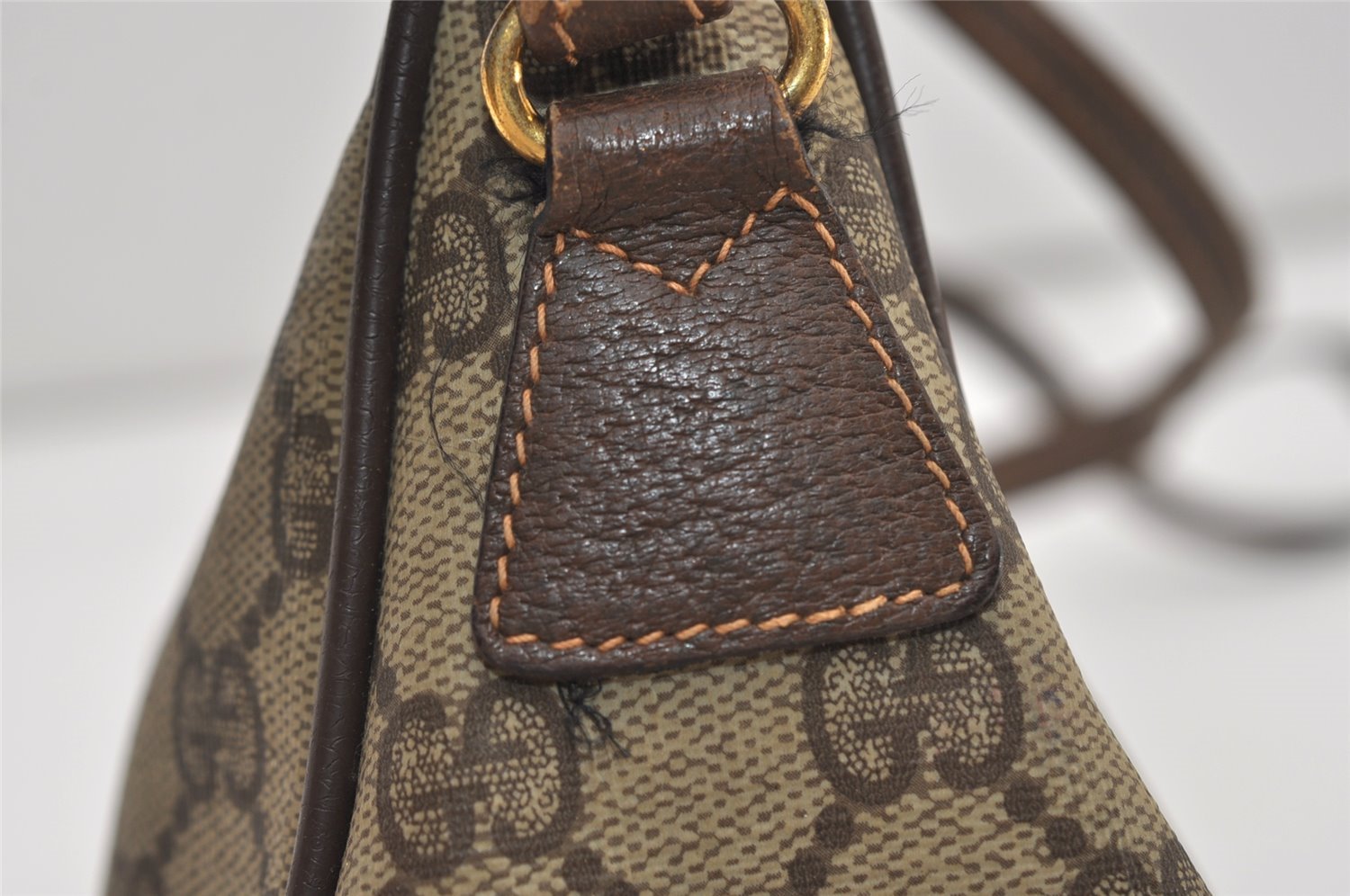 Authentic GUCCI Shoulder Cross Body Bag Purse GG PVC Leather Brown Junk 3305J