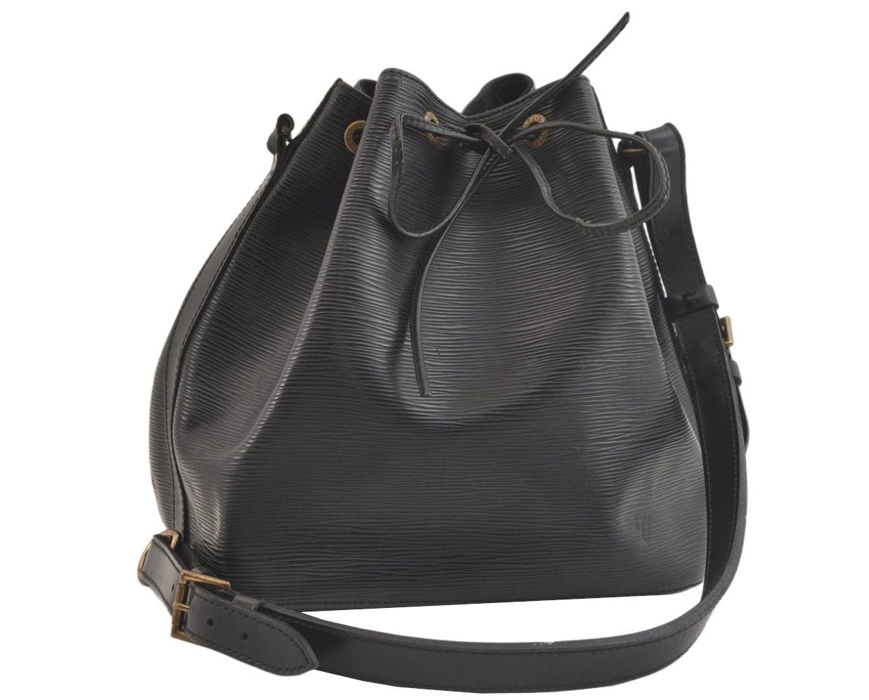 Authentic Louis Vuitton Epi Petit Noe Drawstring Bag M59012 Black Junk 3305K