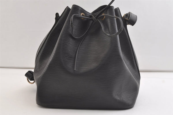 Authentic Louis Vuitton Epi Petit Noe Drawstring Bag M59012 Black Junk 3305K