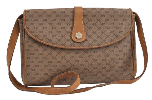 Authentic GUCCI Micro GG PVC Leather Shoulder Cross Body Bag Brown Junk 3306J