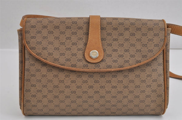 Authentic GUCCI Micro GG PVC Leather Shoulder Cross Body Bag Brown Junk 3306J