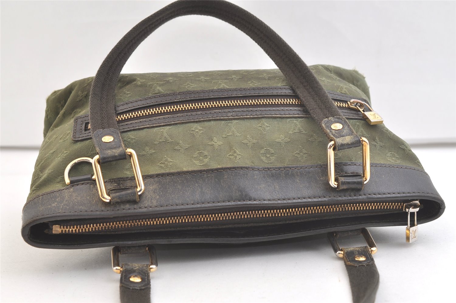 Auth Louis Vuitton Monogram Mini Lucille PM Hand Bag Green Khaki M92682 LV 3306K