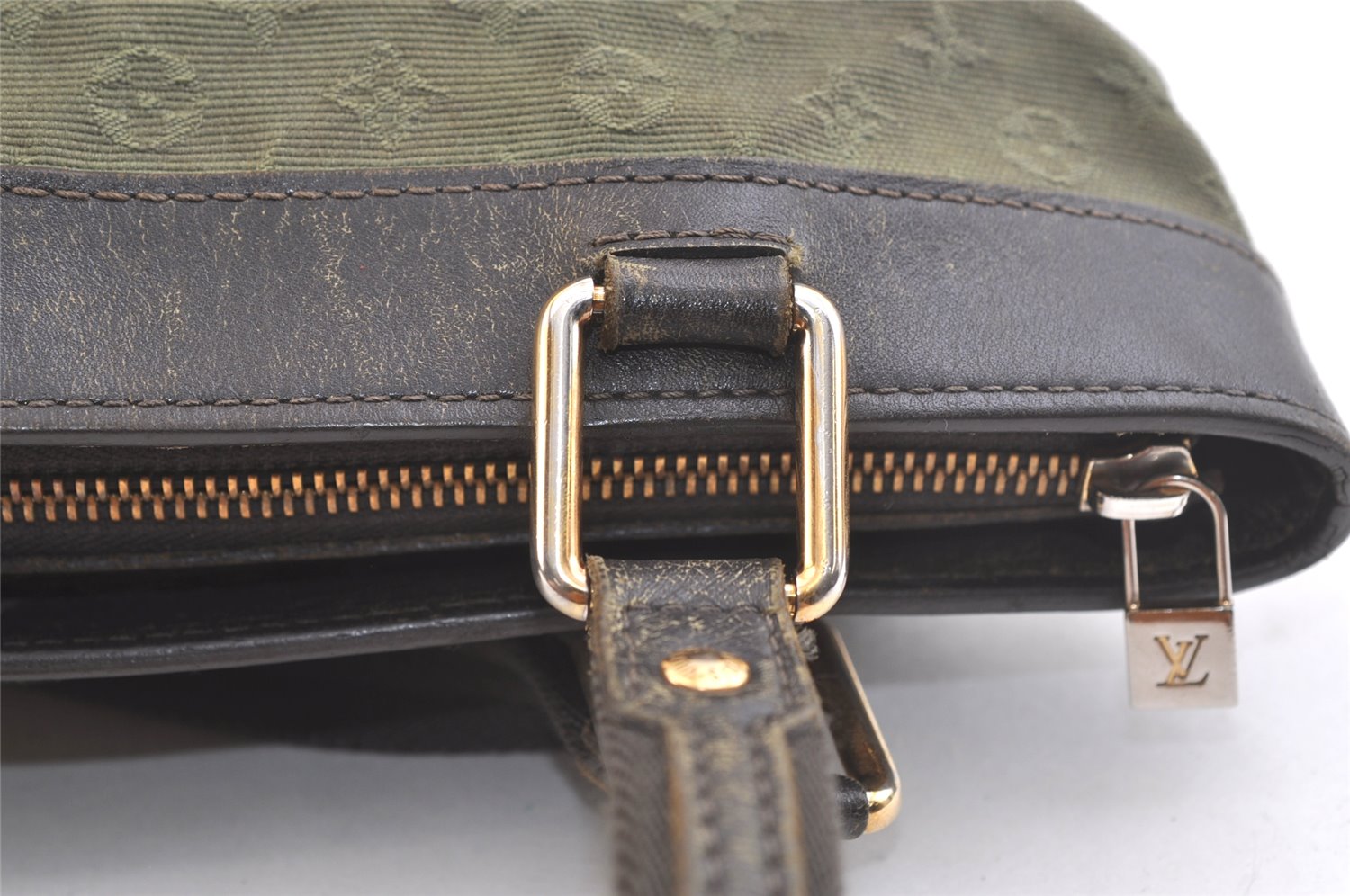 Auth Louis Vuitton Monogram Mini Lucille PM Hand Bag Green Khaki M92682 LV 3306K