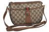 Authentic GUCCI Web Sherry Line Shoulder Bag GG PVC Leather Brown Junk 3307J