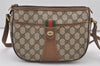 Authentic GUCCI Web Sherry Line Shoulder Bag GG PVC Leather Brown Junk 3307J