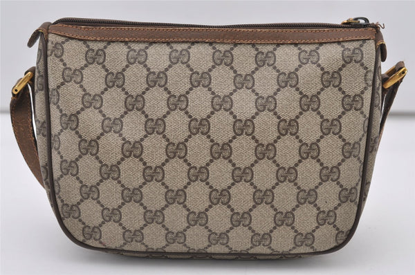 Authentic GUCCI Web Sherry Line Shoulder Bag GG PVC Leather Brown Junk 3307J