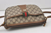 Authentic GUCCI Web Sherry Line Shoulder Bag GG PVC Leather Brown Junk 3307J