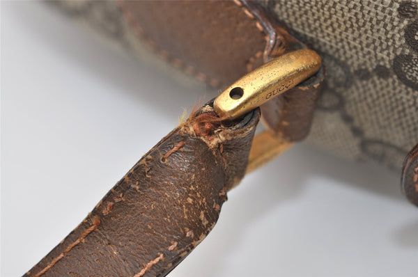 Authentic GUCCI Web Sherry Line Shoulder Bag GG PVC Leather Brown Junk 3307J