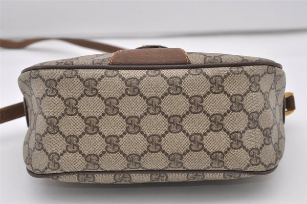 Authentic GUCCI Web Sherry Line Shoulder Bag GG PVC Leather Brown Junk 3307J