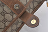Authentic GUCCI Web Sherry Line Shoulder Bag GG PVC Leather Brown Junk 3307J