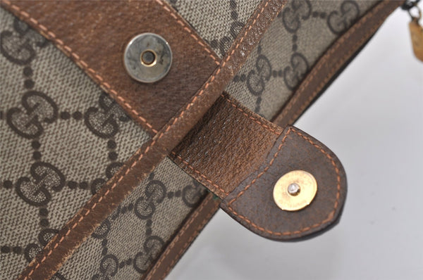 Authentic GUCCI Web Sherry Line Shoulder Bag GG PVC Leather Brown Junk 3307J