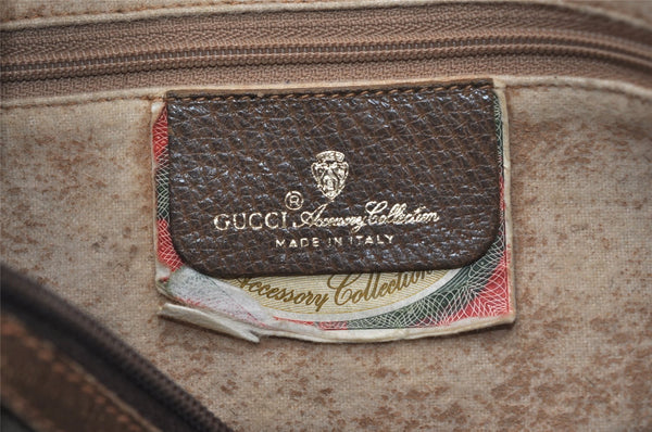 Authentic GUCCI Web Sherry Line Shoulder Bag GG PVC Leather Brown Junk 3307J