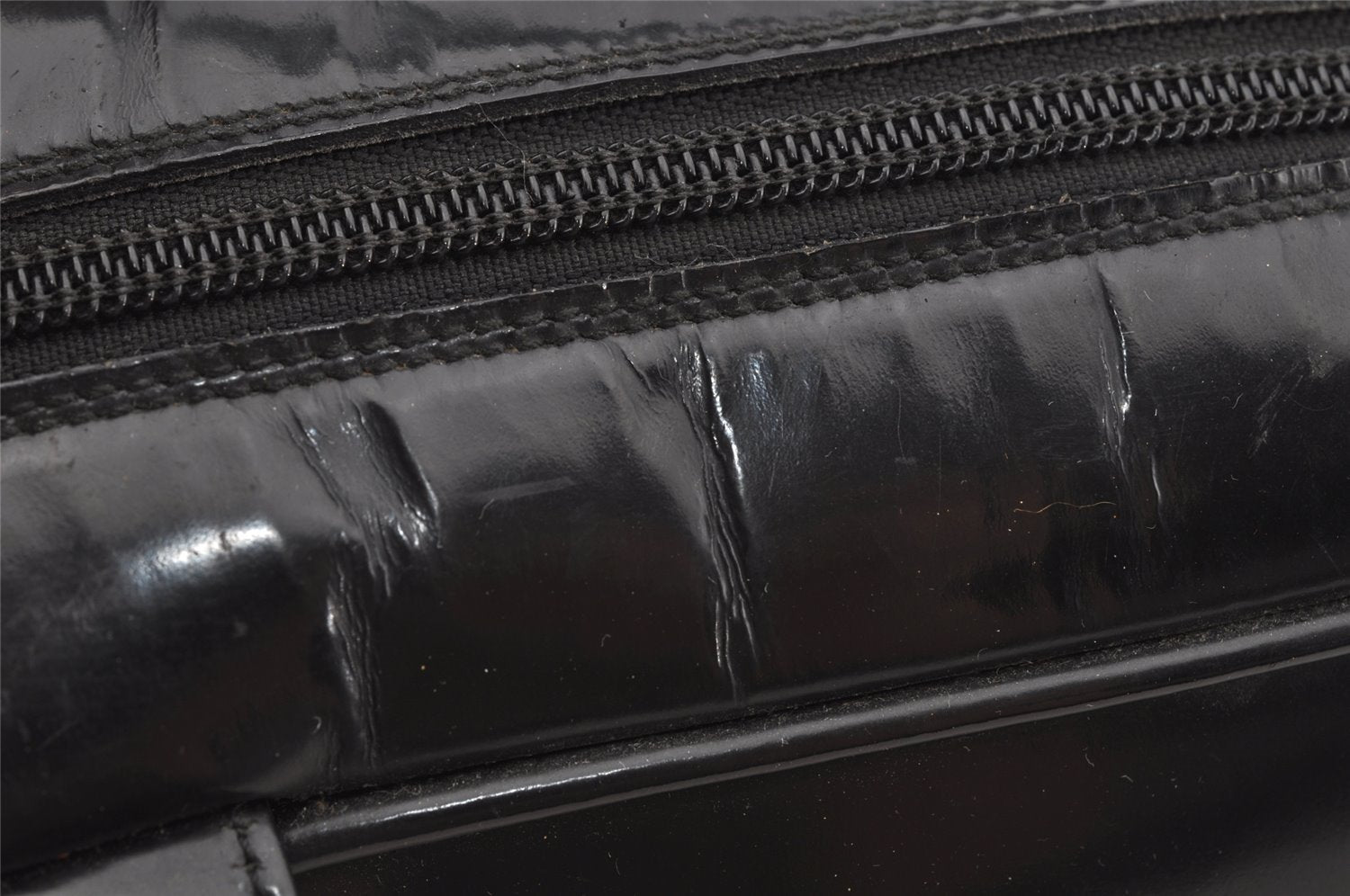 Authentic GUCCI Vintage 2Way Shoulder Hand Bag Purse Enamel Black Junk 3308J