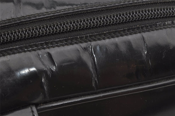 Authentic GUCCI Vintage 2Way Shoulder Hand Bag Purse Enamel Black Junk 3308J