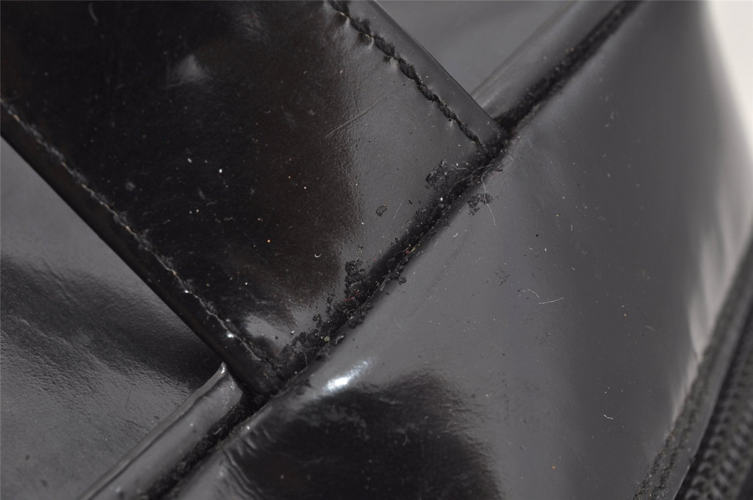 Authentic GUCCI Vintage 2Way Shoulder Hand Bag Purse Enamel Black Junk 3308J