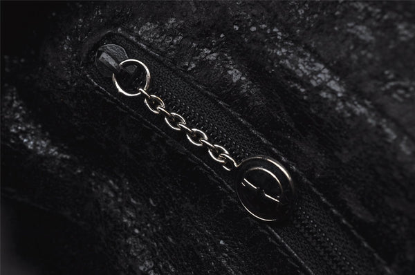 Authentic GUCCI Vintage 2Way Shoulder Hand Bag Purse Enamel Black Junk 3308J