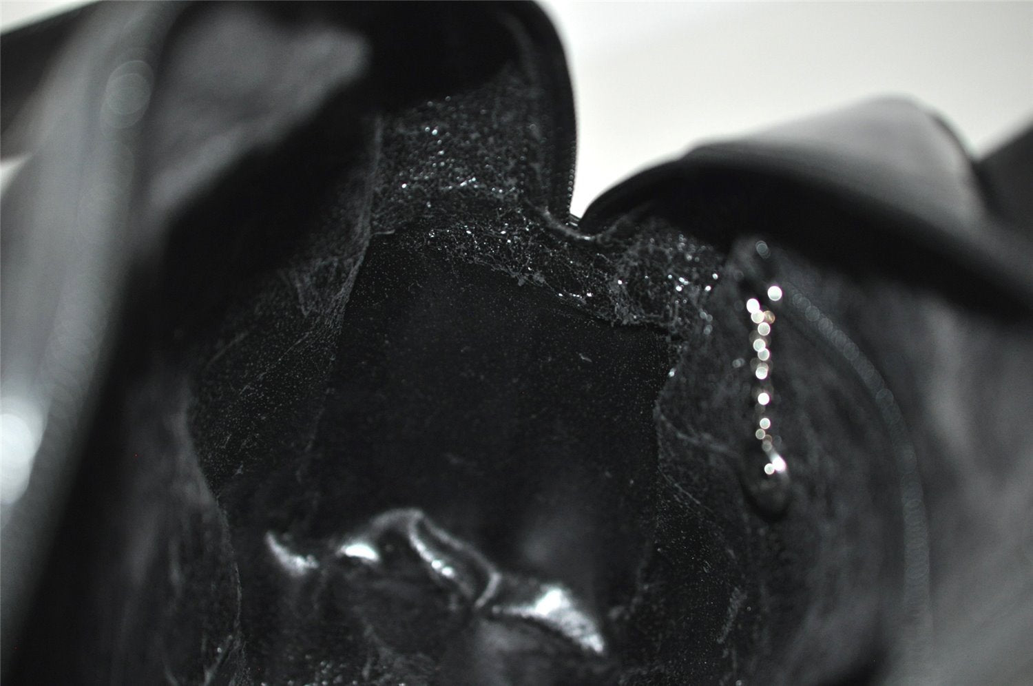 Authentic GUCCI Vintage 2Way Shoulder Hand Bag Purse Enamel Black Junk 3308J