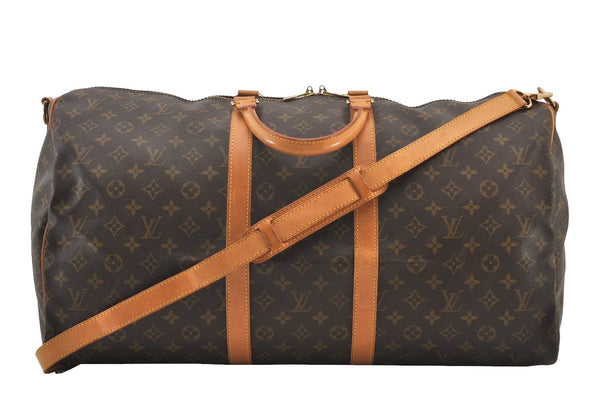 Authentic Louis Vuitton Monogram Keepall Bandouliere 55 M41414 Boston Bag 3310J