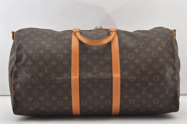 Authentic Louis Vuitton Monogram Keepall Bandouliere 55 M41414 Boston Bag 3310J