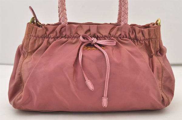 Authentic PRADA Nylon Tessuto Leather 2Way Shoulder Hand Bag BN1631 Pink 3312J