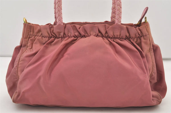 Authentic PRADA Nylon Tessuto Leather 2Way Shoulder Hand Bag BN1631 Pink 3312J