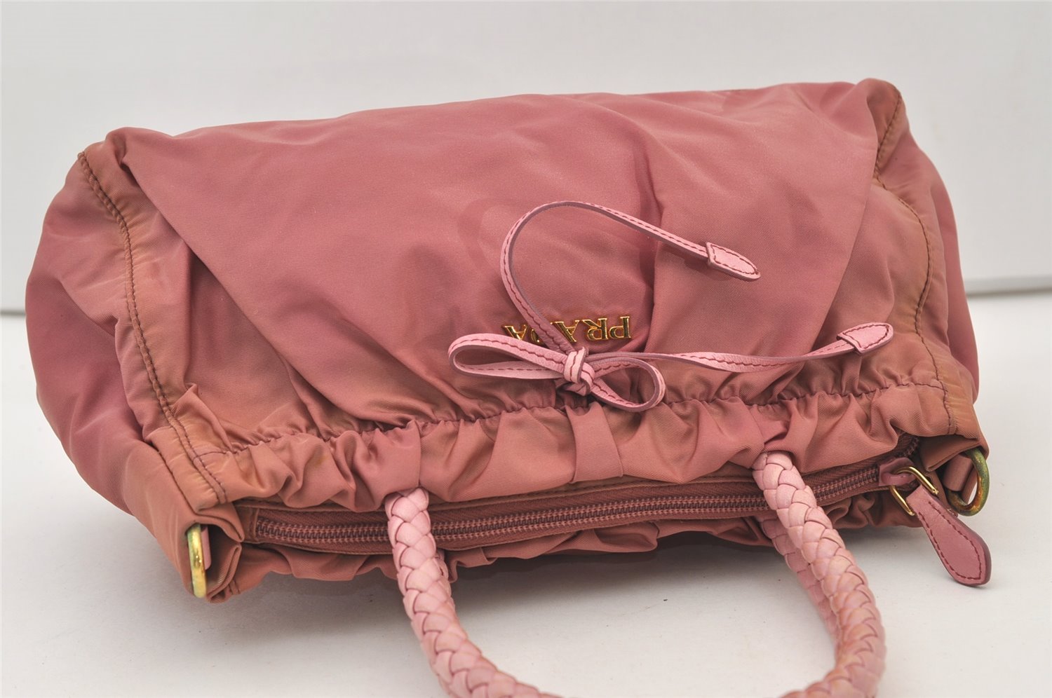 Authentic PRADA Nylon Tessuto Leather 2Way Shoulder Hand Bag BN1631 Pink 3312J