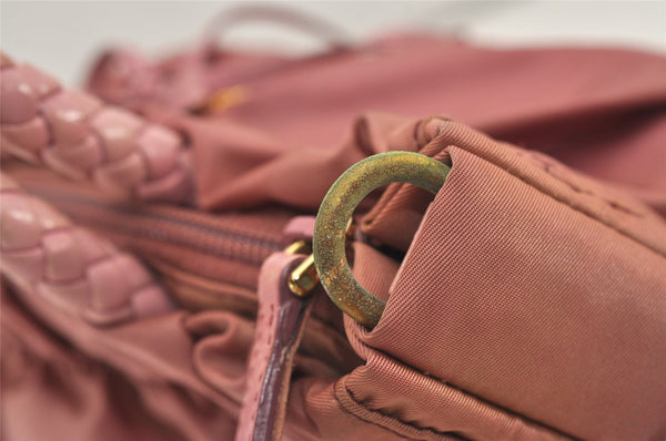 Authentic PRADA Nylon Tessuto Leather 2Way Shoulder Hand Bag BN1631 Pink 3312J