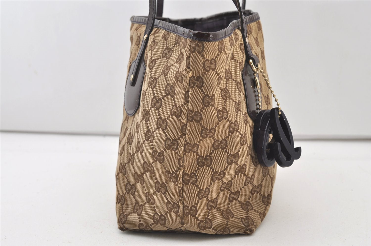 Authentic GUCCI Jolie Shoulder Hand Tote Bag GG Canvas Enamel 211976 Brown 3313J