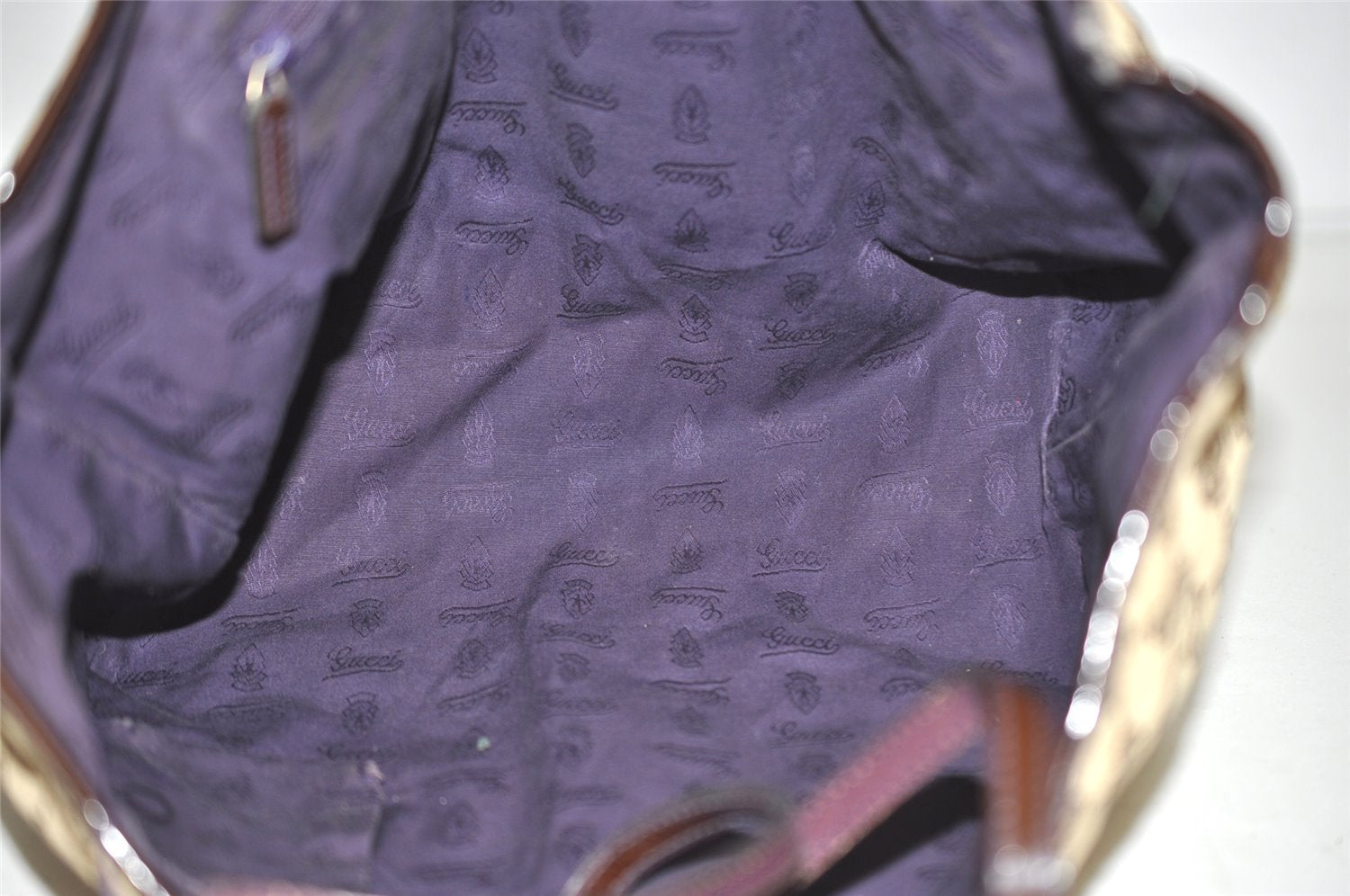 Authentic GUCCI Jolie Shoulder Hand Tote Bag GG Canvas Enamel 211976 Brown 3313J