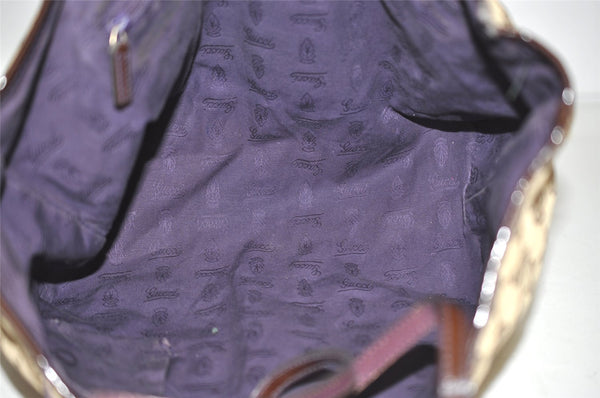 Authentic GUCCI Jolie Shoulder Hand Tote Bag GG Canvas Enamel 211976 Brown 3313J