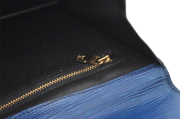 Authentic Louis Vuitton Epi Montaigne 27 Clutch Hand Bag Blue M52655 LV 3314I