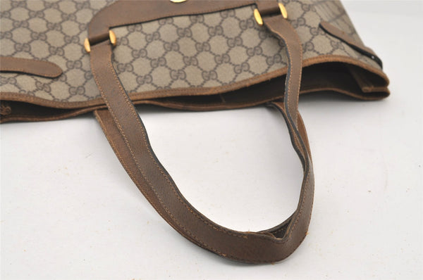 Authentic GUCCI Vintage Shoulder Tote Bag GG PVC Leather Brown 3314J