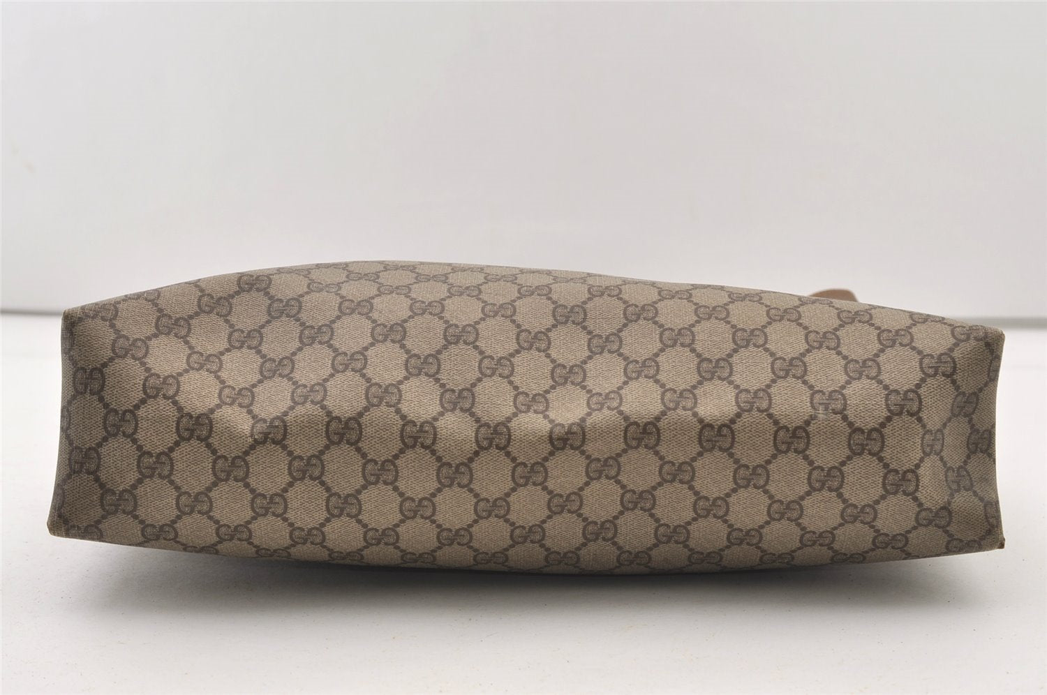 Authentic GUCCI Vintage Shoulder Tote Bag GG PVC Leather Brown 3314J