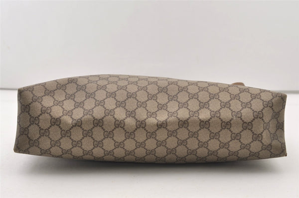 Authentic GUCCI Vintage Shoulder Tote Bag GG PVC Leather Brown 3314J