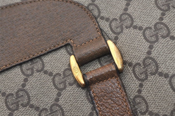 Authentic GUCCI Vintage Shoulder Tote Bag GG PVC Leather Brown 3314J