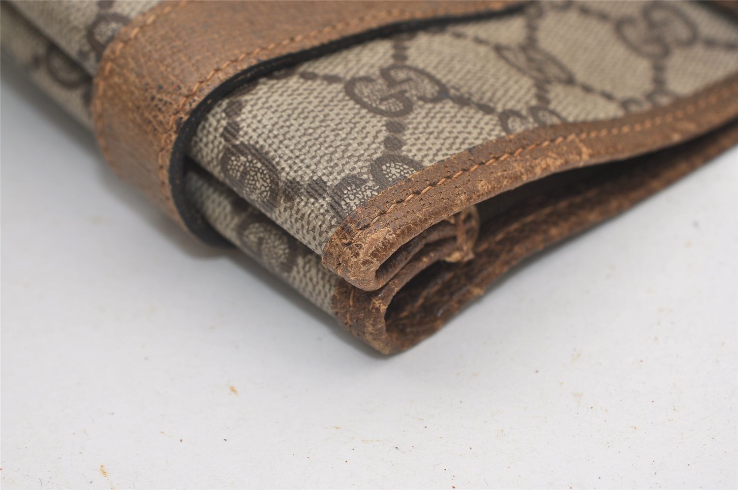 Authentic GUCCI Vintage Shoulder Tote Bag GG PVC Leather Brown 3314J