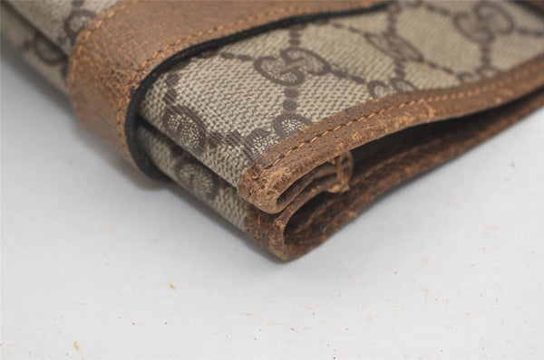 Authentic GUCCI Vintage Shoulder Tote Bag GG PVC Leather Brown 3314J